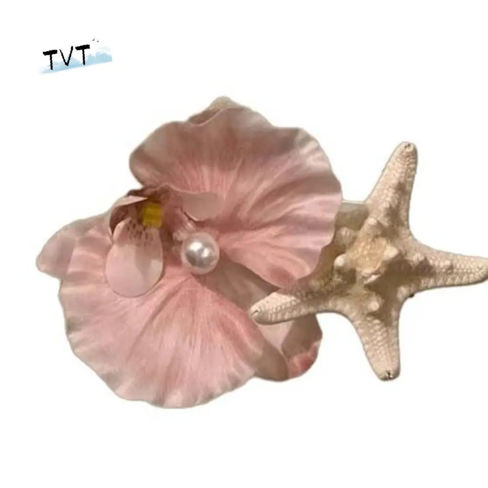 

Blue Sweet Orchid Flower Hairpin Korean Style Resin Starfish Hair Clip Ocean Series Alloy Women Side Clip Ponytail Holder
