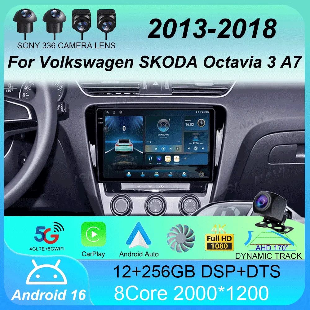 

Android 16 Car Radio Carplay For Volkswagen SKODA Octavia 3 A7 2013-2018 Navigation GPS Multimedia Video Player Head Unit 2Din