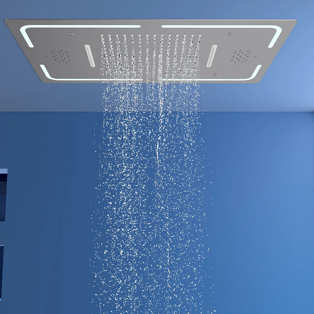 STOTS Traditional Multifunctional LED Polished Shower Head Thermostatic Rainfall Smart Set Massage Jet Soft Apartment Durable