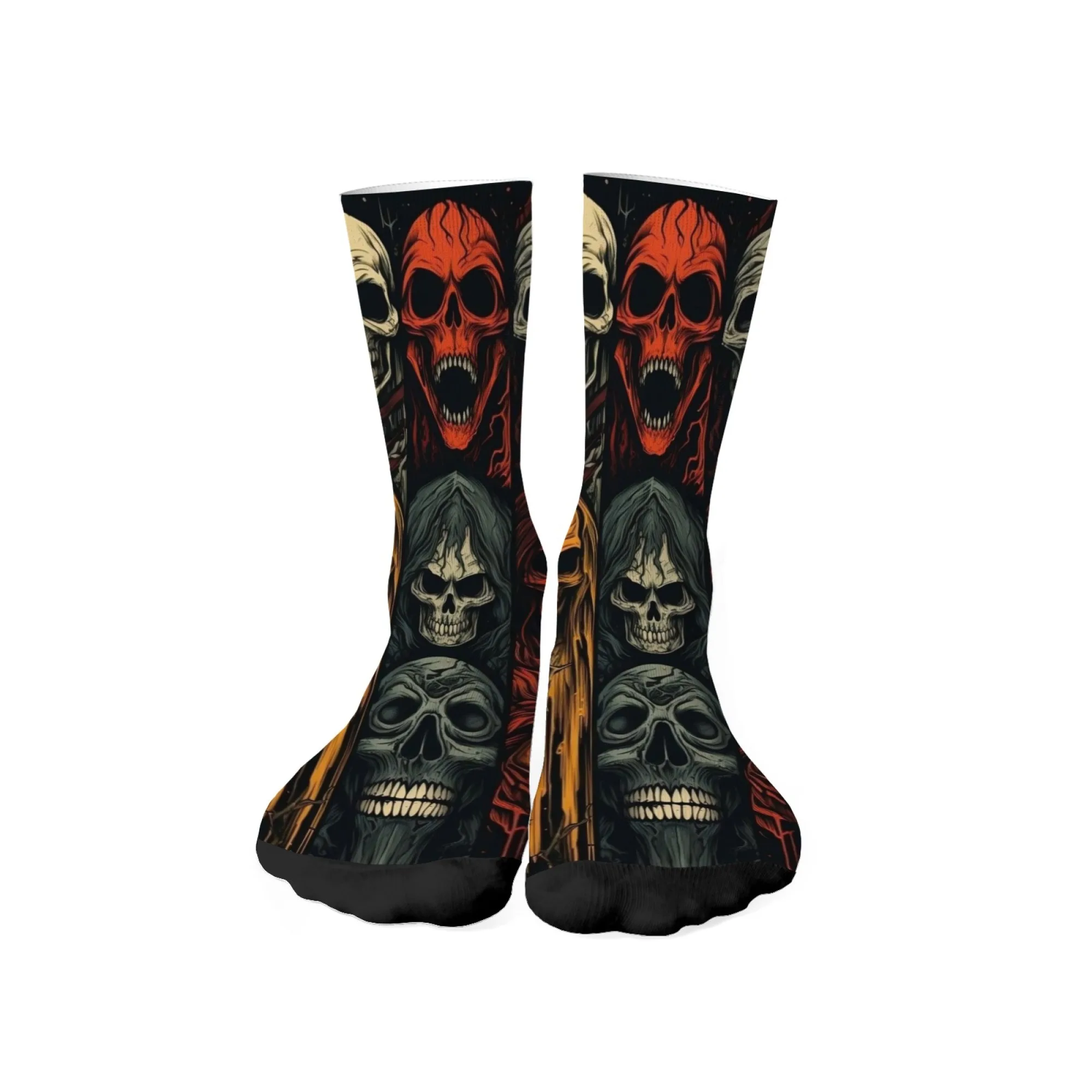 Horror-themed Gothic Skull Print Men's Socks Comfortable Breathable Socks Street Style Quirky Unique Hip-hop Rock Party Socks