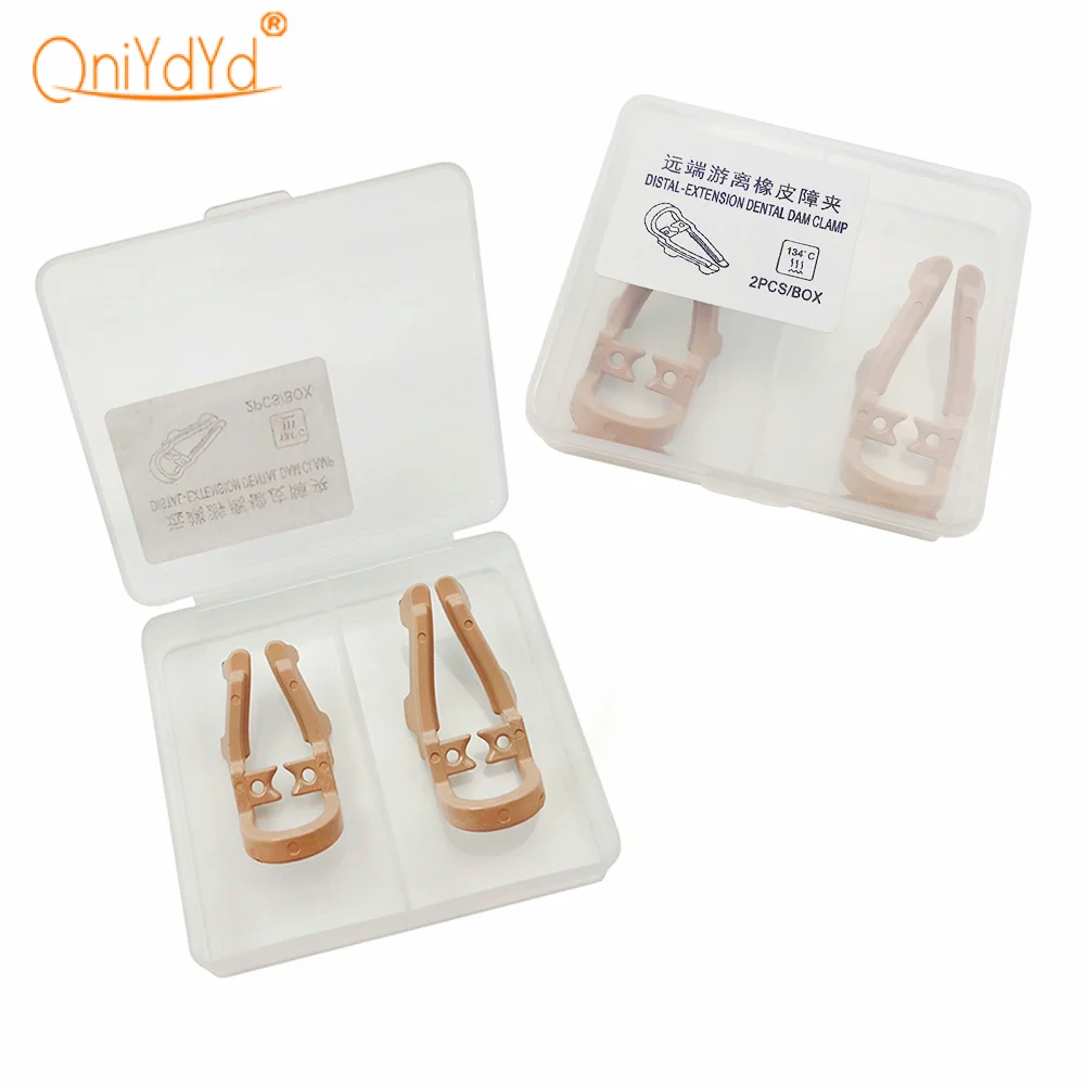 1Box Dental Rubber Dam Clamp Distal-Extension Rubber Sheets Barrier Clip Resin Clamp Long/Short Stomatologiczne narzędzia