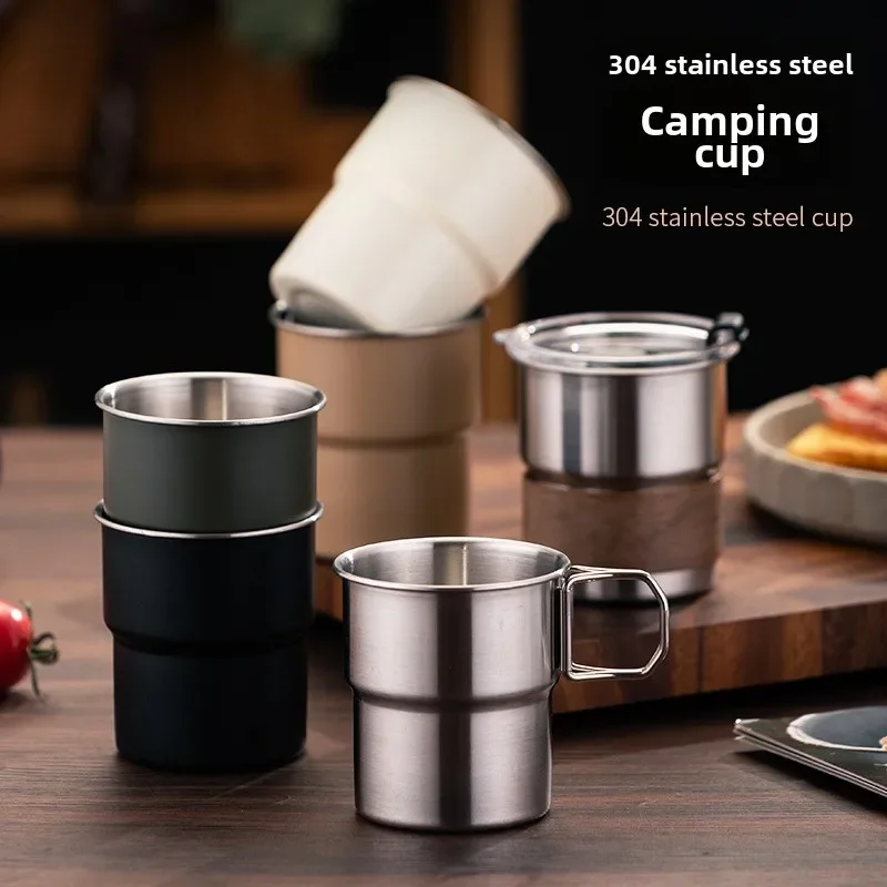 

Camping Water Cup 304 Stainless Steel Outdoor Tableware Step Type Outdoor Cup Coffee Cup Outdoor Products Camping Accessories