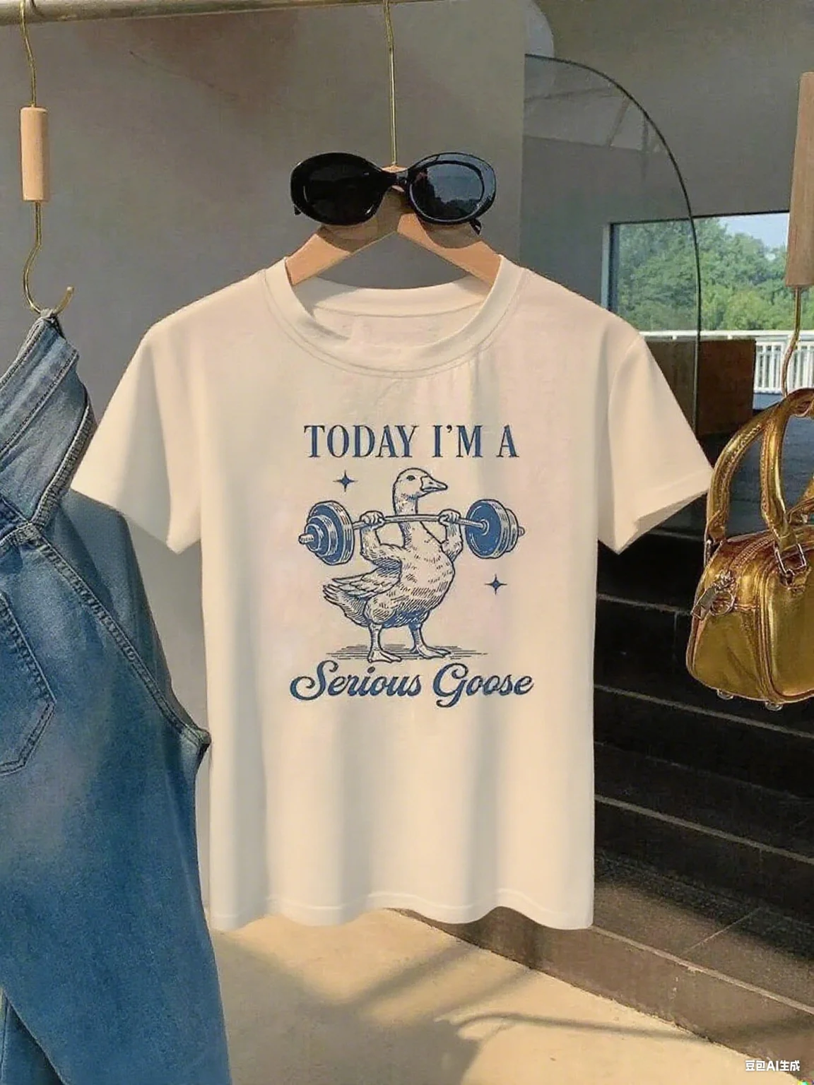 

Мужская брендовая уличная футболка из чистого хлопка с юмористическим принтом «Судь, я серьезный гусь», Новое поступление, универсальная футболка S-4XL