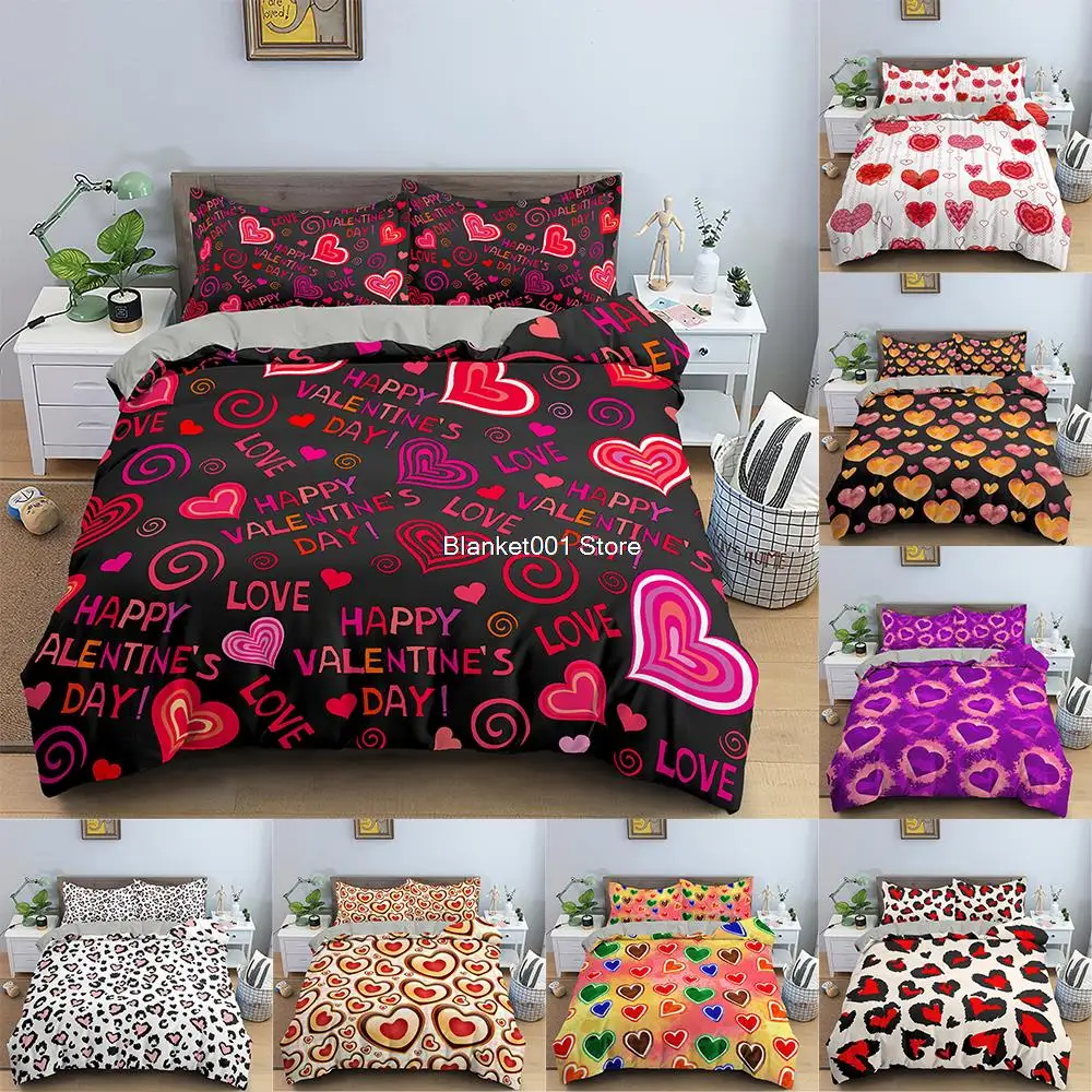 

Heart Pattern Bedding Set Luxury Duvet Cover Set With Pillowcase 2/3pcs Quilt Cover for Bedroom Queen King Size