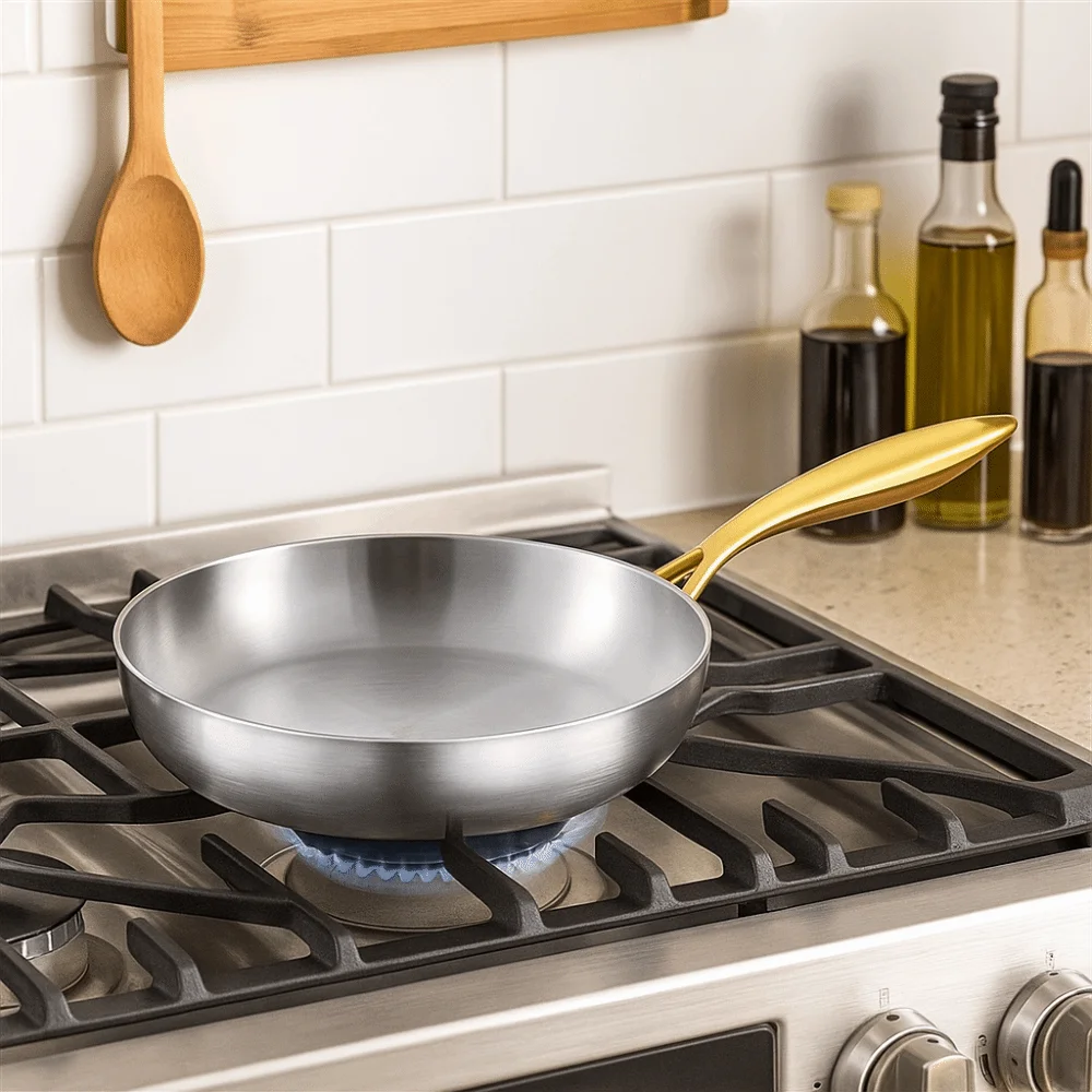 

Household 316 Stainless Steel Uncoated Frying Pan Non-stick Universal Frying Wok with Lid Cooking Pot Steak