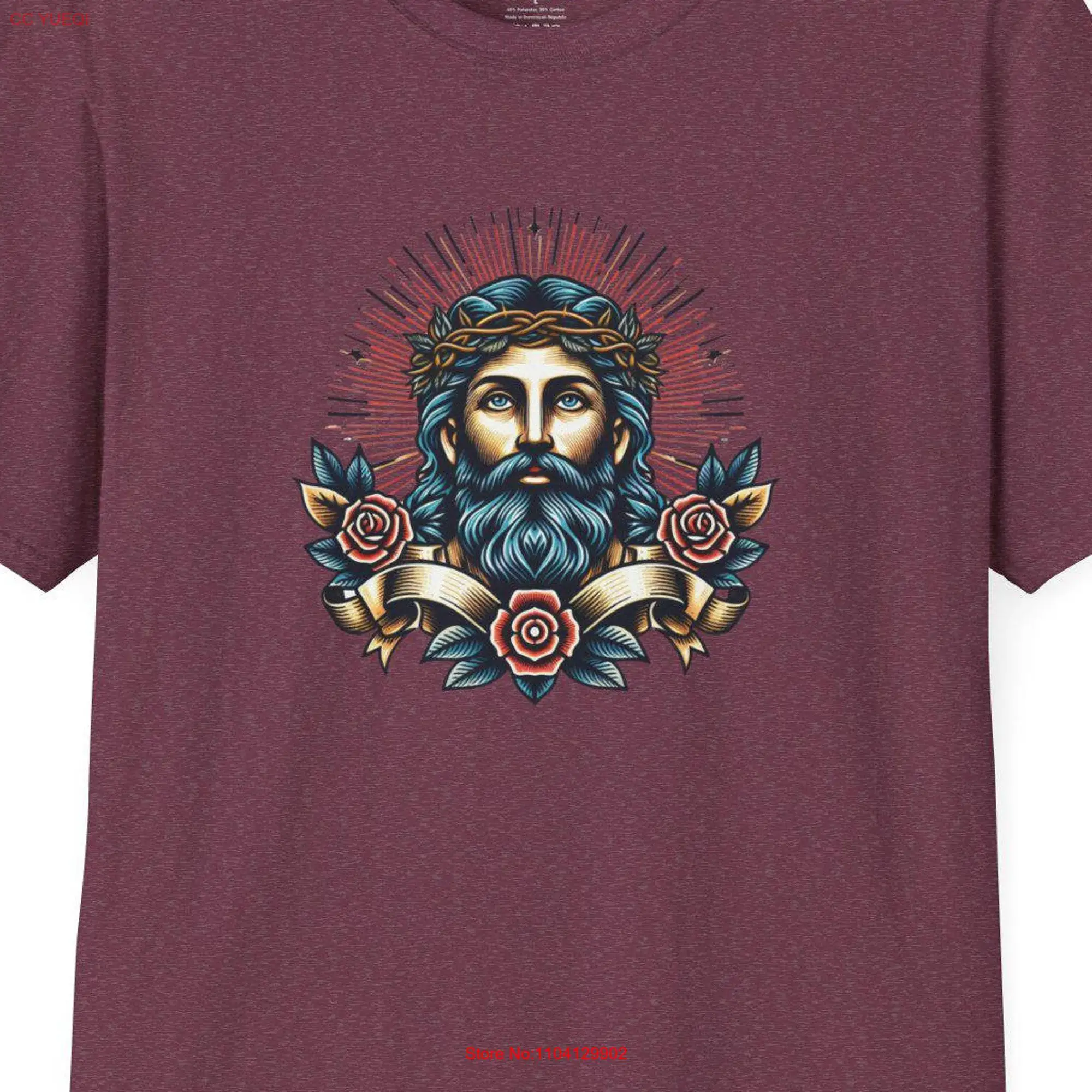 Jesus ChrisT T Shirt Thorn of Crowns Vintage Tattoo Retro Tat Faith Catholic Protestant Orthodox long or short sleeves