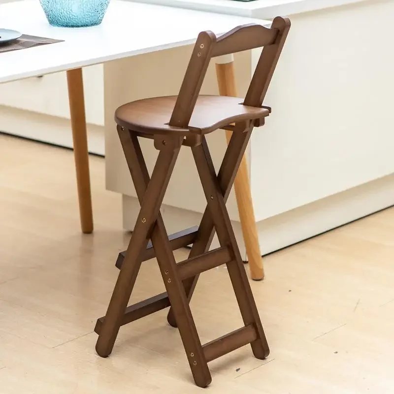 Household Solid Wood Bar Chairs Backrest Folding High Stools Modern Minimalist Bar Chairs Design Hoker Taburete Furniture