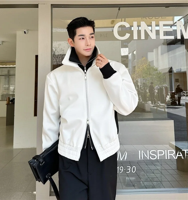 

Мужская куртка Bla White с контрастными вставками, двойной молнией, свободного кроя, с воротником-стойкой, модная универсальная верхняя одежда