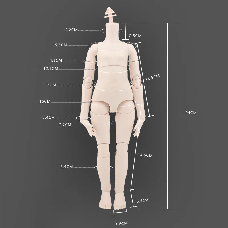 30cmドールボディ 1/6 BJD ヌードドール ホワイトスキン 22関節 ヘッドカード付き 取り外し可能な太ったボディ DIYドールアクセサリー