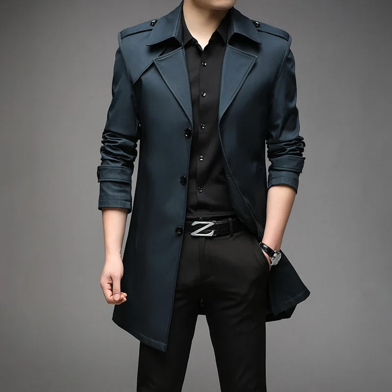

Spring Autumn Men England Style Trench Fashion Windbreaker Men Long Trench Coats Male Casual Outerwear Brand Mens Clothing 5XL