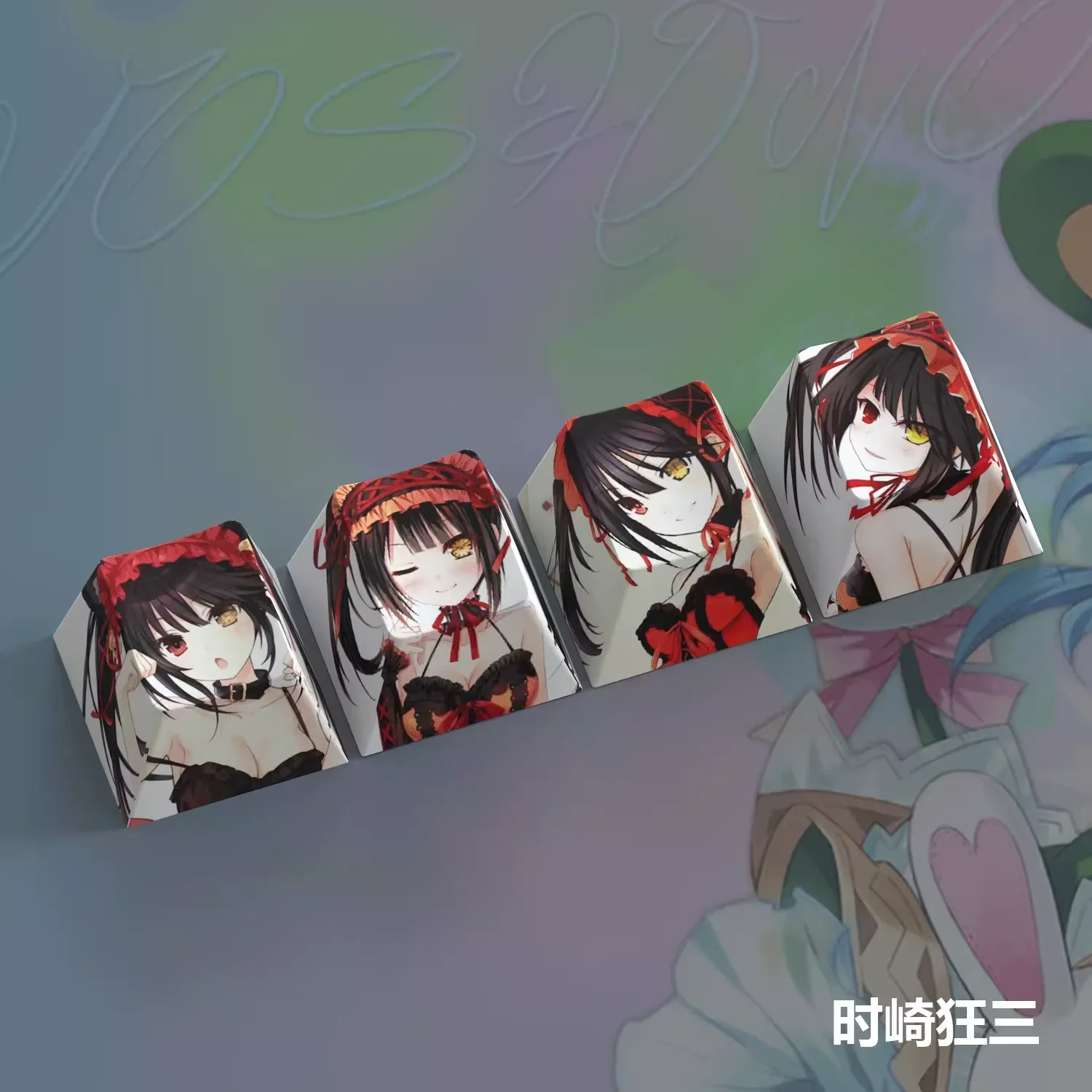 DATE A LIVE Tobiichi Origami Tokisaki Kurumi Four Key Cap PBT Keycap Mechanical Keyboard Anime Customization
