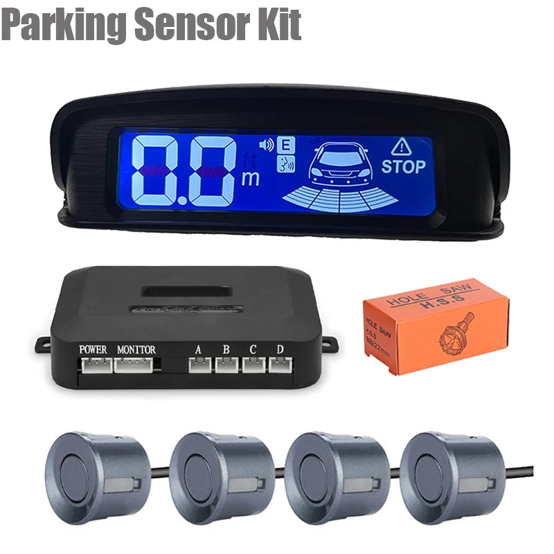 

4 Parking Sensor Kit Parktronic Car Automobile Reversing Backup Radar Electronics Rear Auto Detector Backing Assistance Buzzer