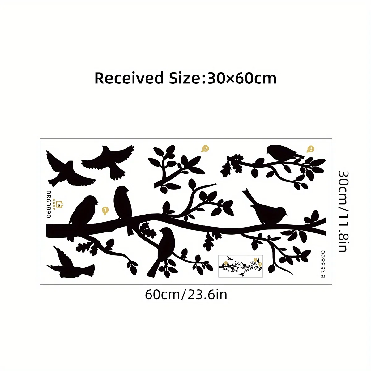 Black Branch Bird Silhouette Art Wall Stickers Removable for Bedroom Living Room Sofa Background  Decoration Wall Decals