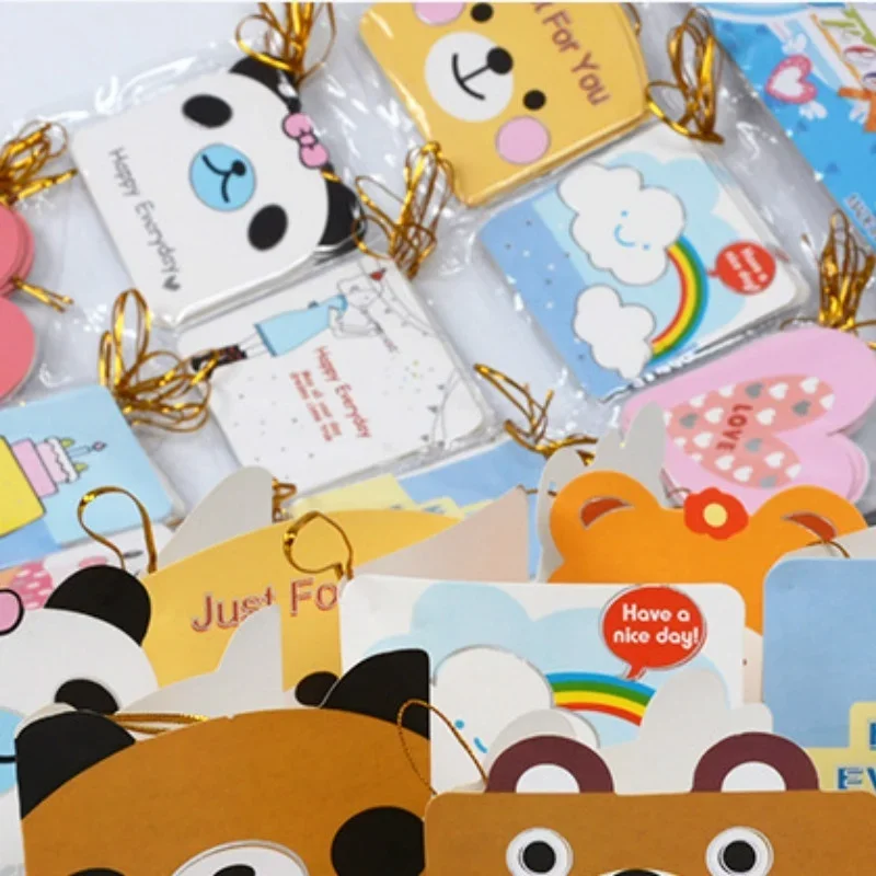 160 Sheets / Set Gold Silk Blessing Card Cute Cartoon Gift Small Card Children's Greeting Card Custom Stickers