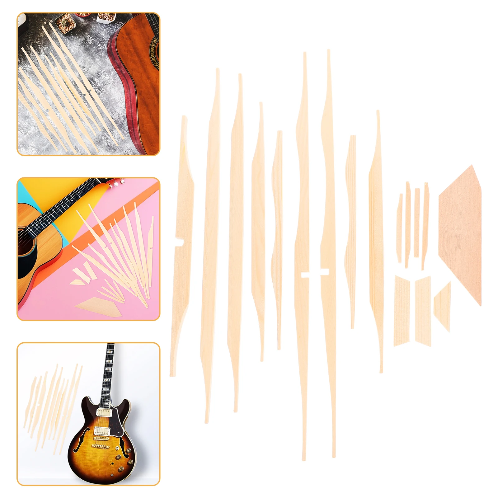 

Acoustic Guitar Set Beige Wooden Spruce Wood Kit Straight Braces for DIY Accessories Luthier Parts Craftsmanship