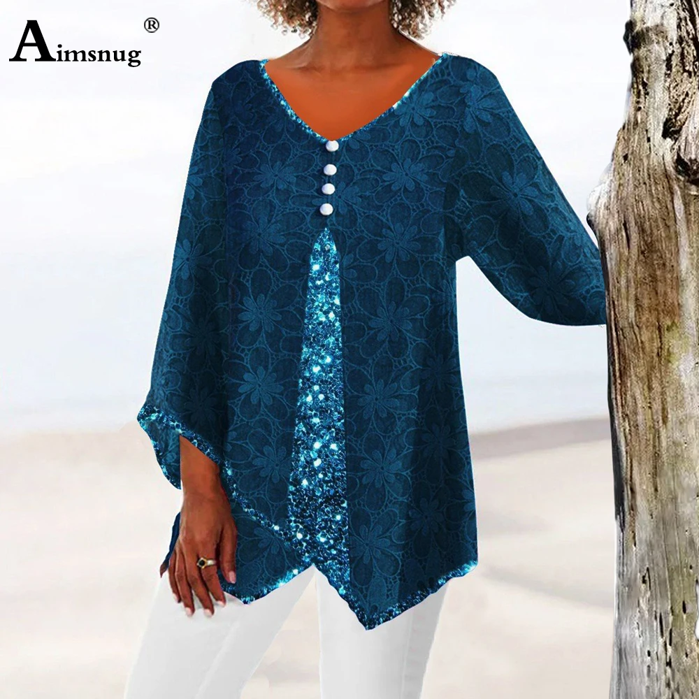 2023 Summer Women Elegant Irregular Blouse Plus Size 5xl Ladies Patchwork Lace Flower Hook Shirt Female Contrast Buttons Tops