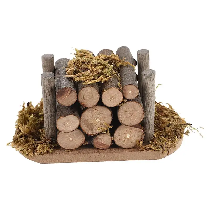 Small Wood Fireplace Pile Model Vintage Doll House Firewood Logs Figurines Miniature Kitchen Accessories Vintage Doll House