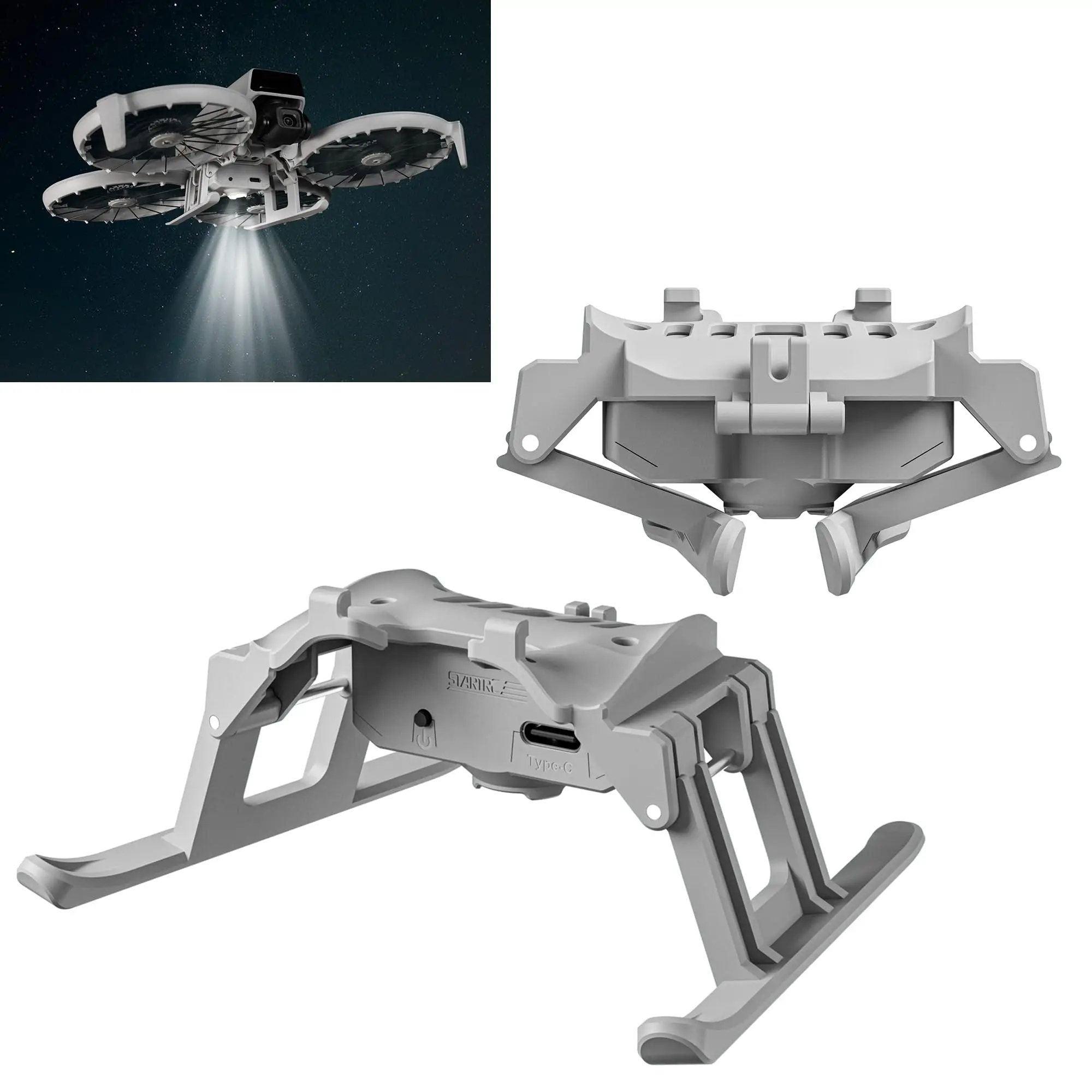 

LED Landing Gear with Night Light for DJI FLIP Foldable Height Extension Feet Rechargeable Anti-Scratch Landing Skid Accessories