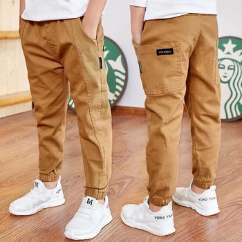Boys Cotton Cargo Trousers 3 Spring Autumn Cotton Boys Pants Children Trousers Casual Kids Sports Pants 3 4 5 6 7 8 9 10 11 12 13 Years Teenager Boys Clothes 3