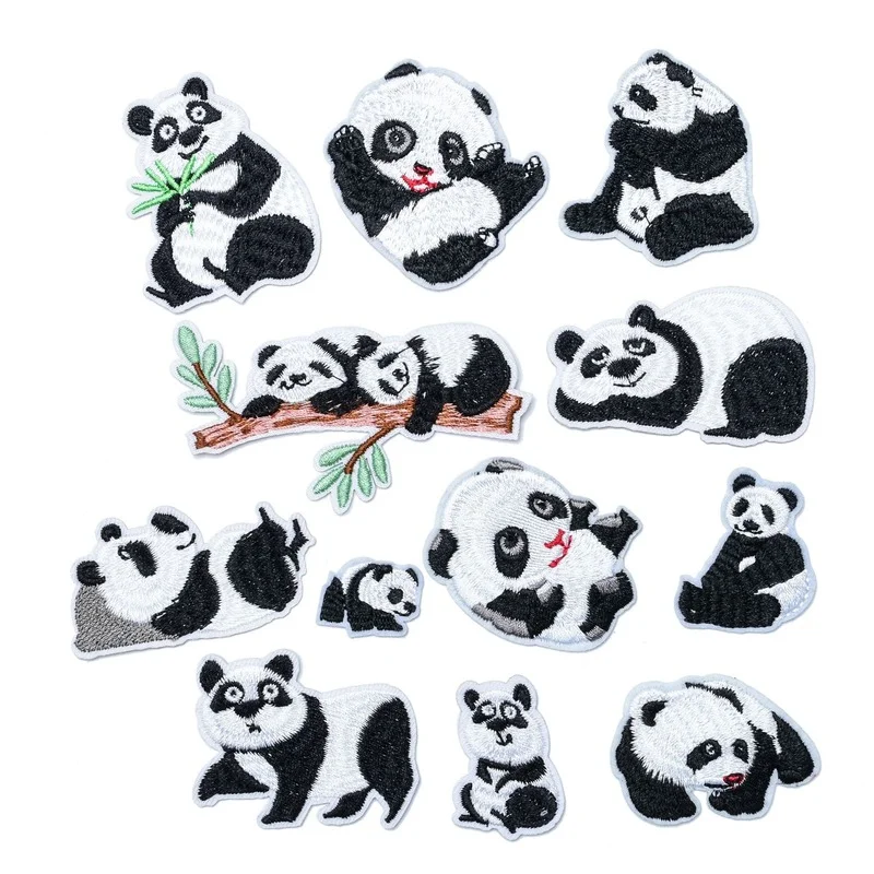 100pcs/lot Luxury Fashion Embroidery Patch Animal Panda Bamboo Shirt Bag Clothing Decoration Accessory Craft Diy Iron Applique