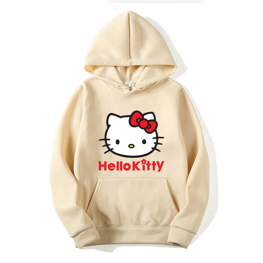 Sweat à capuche Hello Kitty Cartoon Anime pour hommes et femmes, pull décontracté, sweat-shirt pour couple, vêtements de printemps et d'automne, nouvelle mode, Y-2025