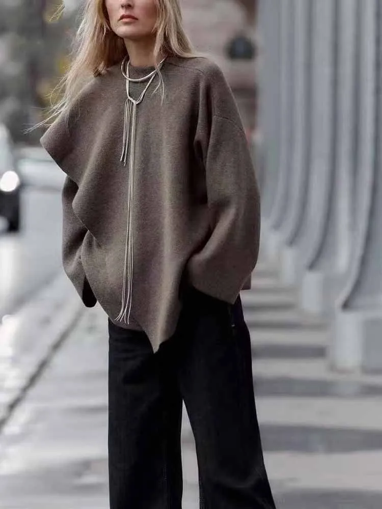 

Зимние новые поступления в европейском и американском стиле, модные и простые женские наряды с шарфами, вязаные короткие пальто