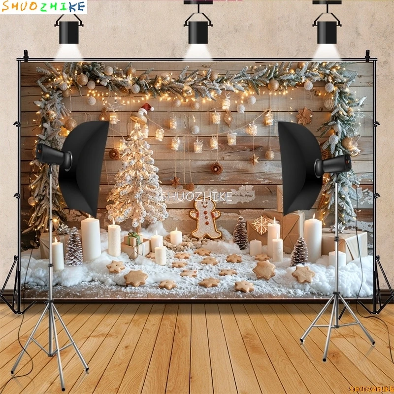 

Merry Christmas Day Scene New Year Photography Backdrop Props Winter Fireplace Living Room Gift Holiday Photo Background RS-10