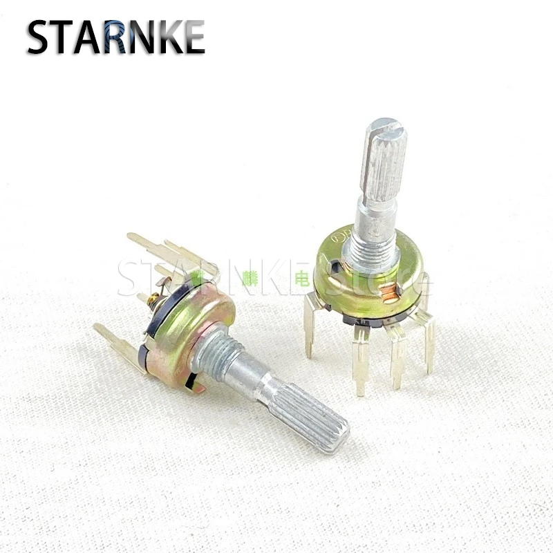 2PCS RV17 Type B20K Dimming And Speed 5-pin single-joint Switch potentiometer, Shaft Length 25mm