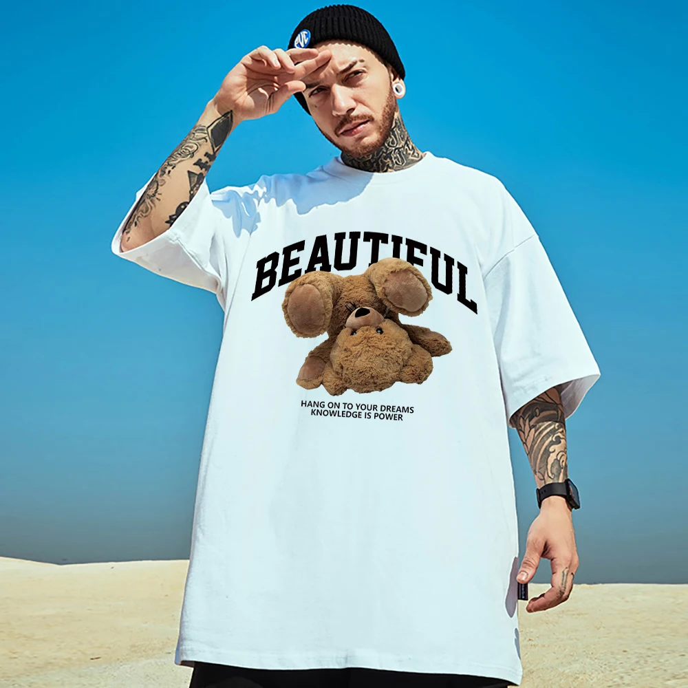 The Inverted Bear Is Beautiful Cotton Man Tshirt Original Trend Tshirt Comfortable Essential Tshirts All-Match Summer Tee Tops