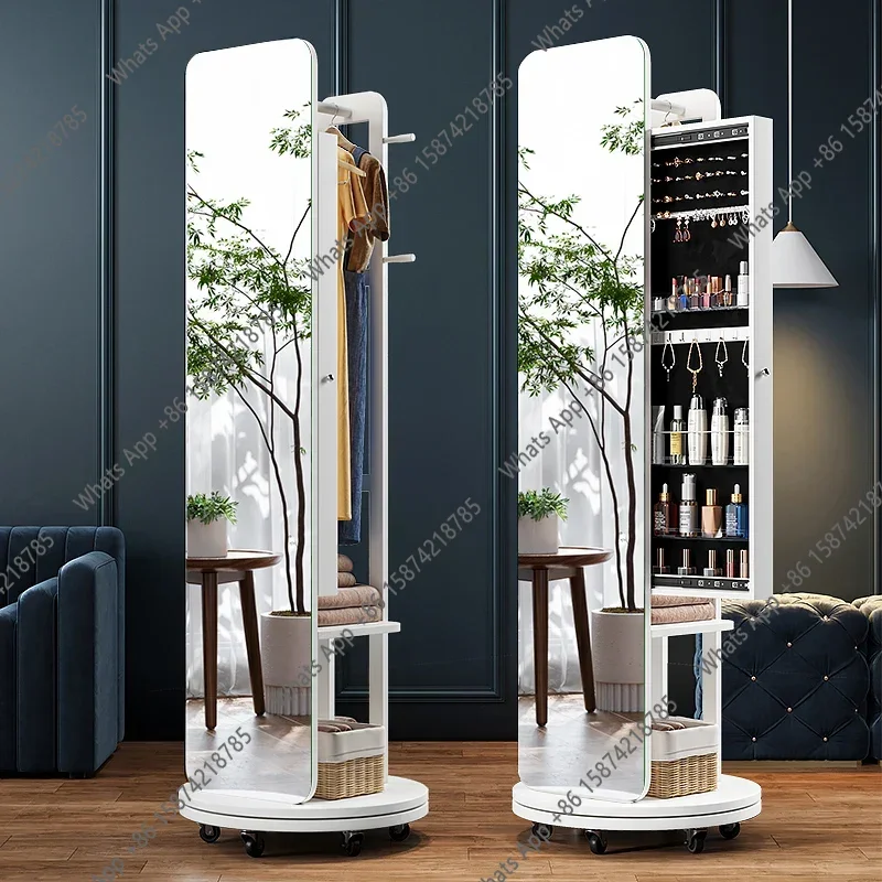 

Зеркало для макияжа из массива дерева Y-образной формы, напольное, в полный рост, с тумбой для косметики и вешалкой для одежды, популярное у интернет-знаменитостей