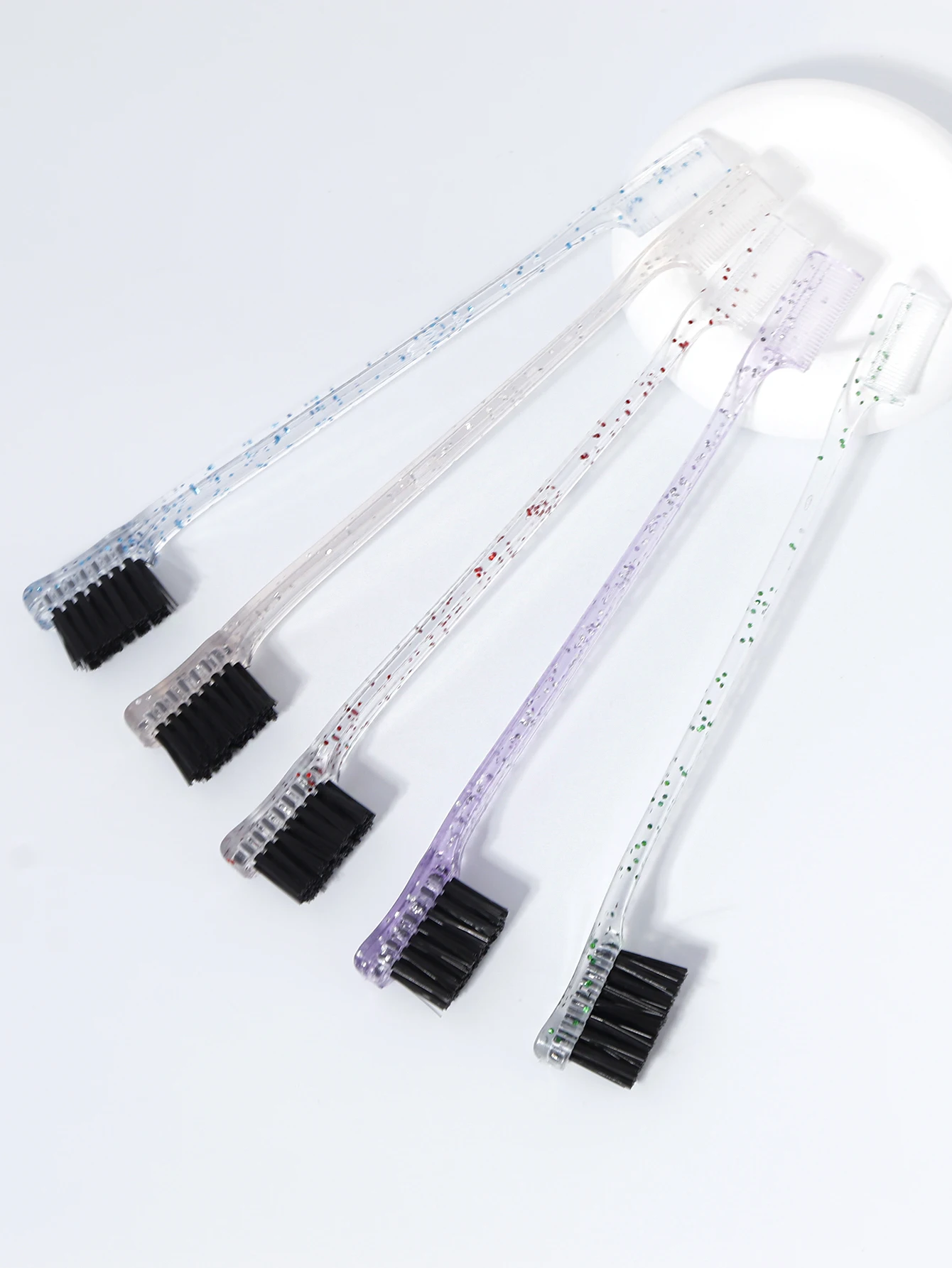 Doppelseitige Kantenkontrollbürste, Beauty Natural Styling Haarkantenbürste Augenbrauenbürste, speziell für Echthaar – Detail 3