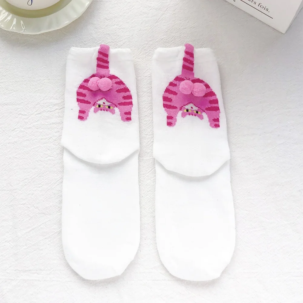 

3D-носки средней длины с милыми животными, мультяшные носки, подарок для влюбленных, на каждый день, для весеннего сезона