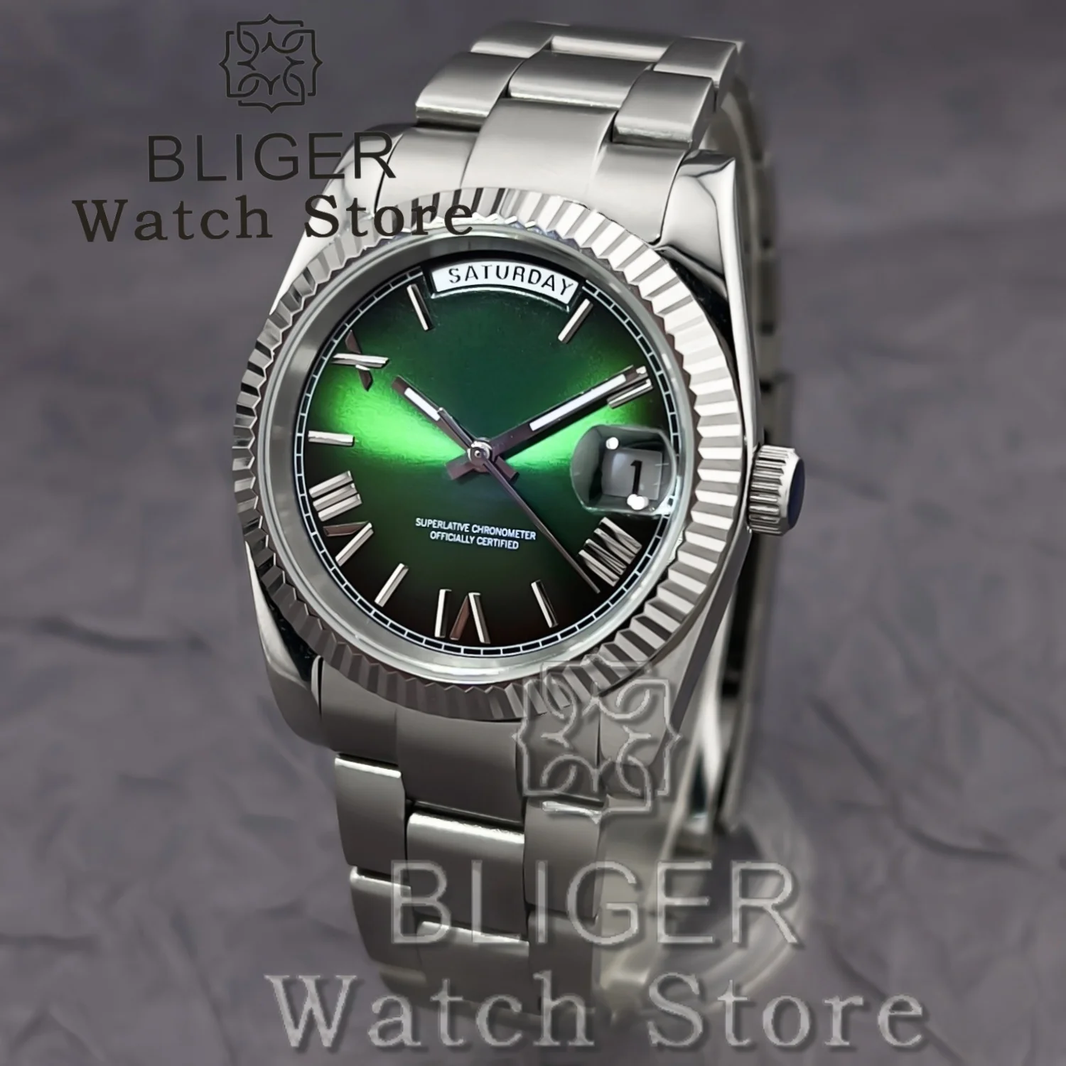 BLIGER 36mm 39mm Miyota8285 Automatic Mechanical Wristwatches For Men's  Week Day Function Sapphire Mirror 110Bar Waterproof