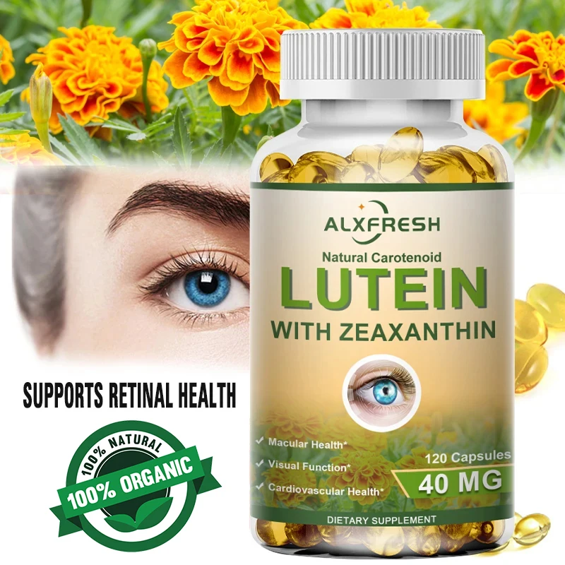 Alxfresh Natural Organic Lutein 40 mg With Zeaxanthin Health Supplements & Vitamins Non-GMO & Gluten Free 120/60 Capsules