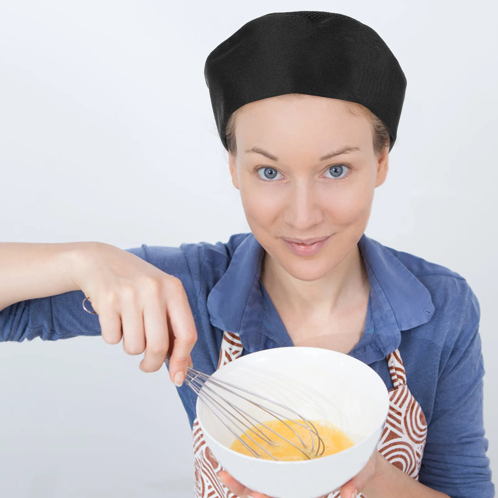 Cappello da cucina da cucina traspirante in rete nera da chef per uomo donna berretti da ristorante stile semplice comodo per il bar