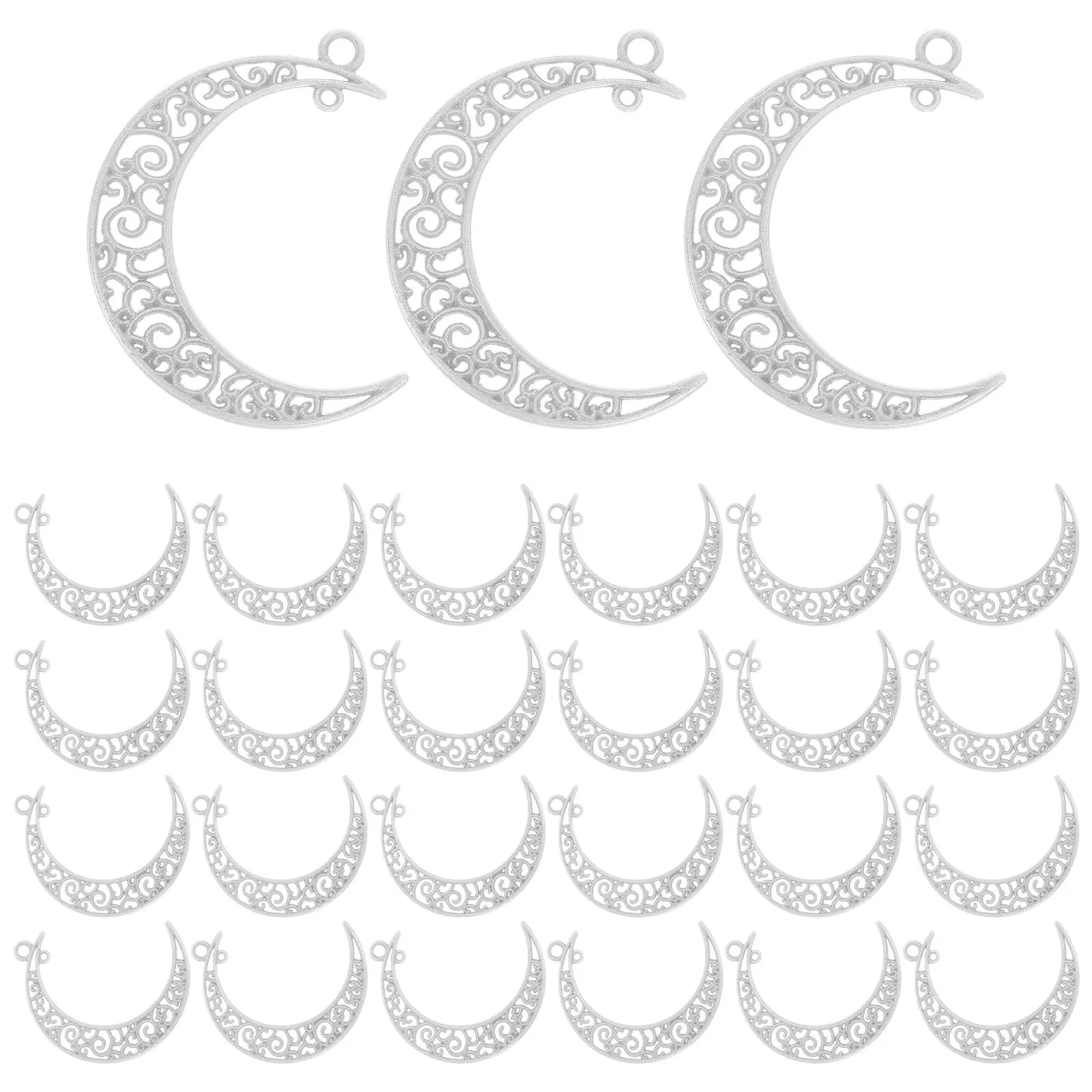 

40 шт. полых подвесок в форме полумесяца из сплава, винтажные филигранные шармы для изготовления украшений, фурнитура для ожерелий, браслетов, серег своими руками