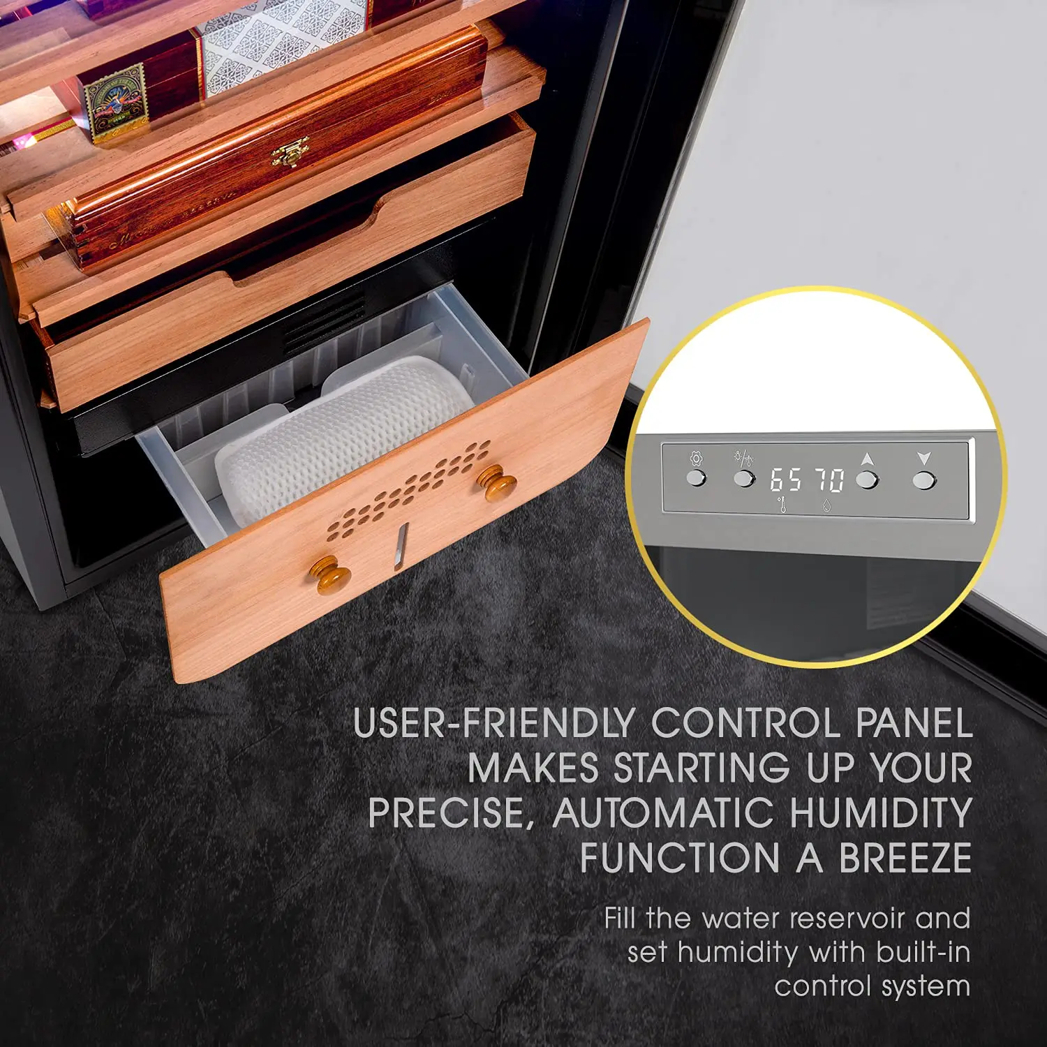 400 Cigar Cooler Humidor with 3 in 1 Precise Cooling, Heating & Humidity Control, Stainless Steel Trim Finish, Customized