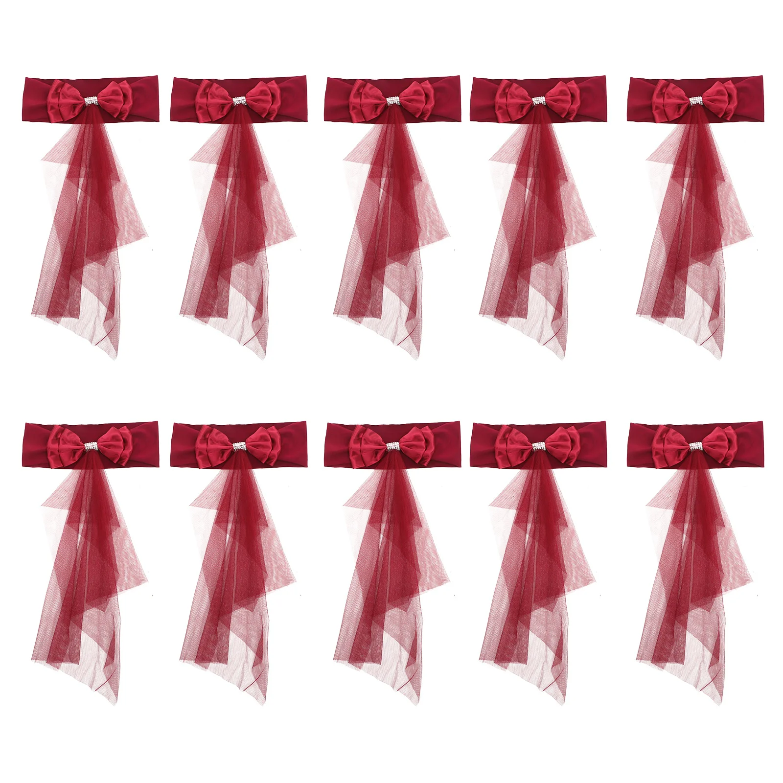 

10Pcs Chair Back Bowknot Sashes Wedding Party Decorations Elegant Banquet Bands Chair Bows Cover Sashes with Bows