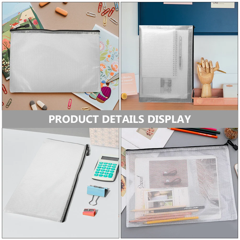 

15 Pcs Zippers Files Folder with Pencil Case Zippered Pouch Storage Bag Mesh Pouches Pvc Student Organizer Bags