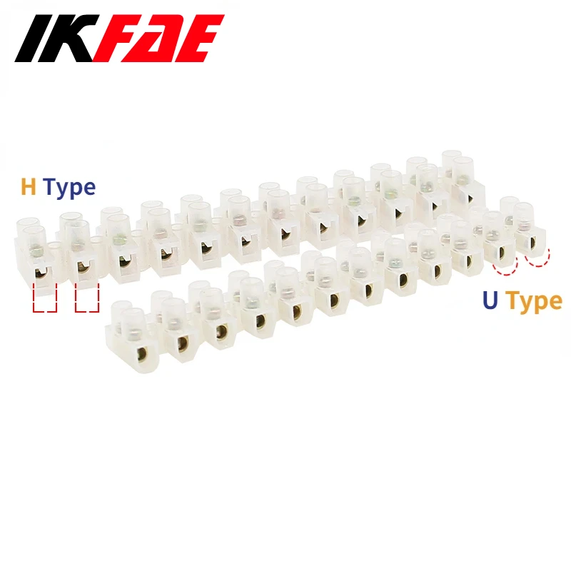 10PCS 5/6A 12 Position U H Type Plastic Barrier Terminal Strip Block Barrier Screw Block Connection Strips For Electrical Wiring