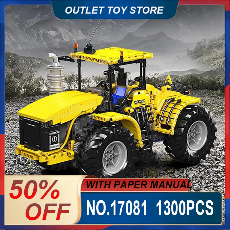 Mould King 17081 Yellow Heavy-Duty Tractor Building Blocks Bricks, Hard-Level DIY Brick Model, Perfect Gift for Adult Hobbyists