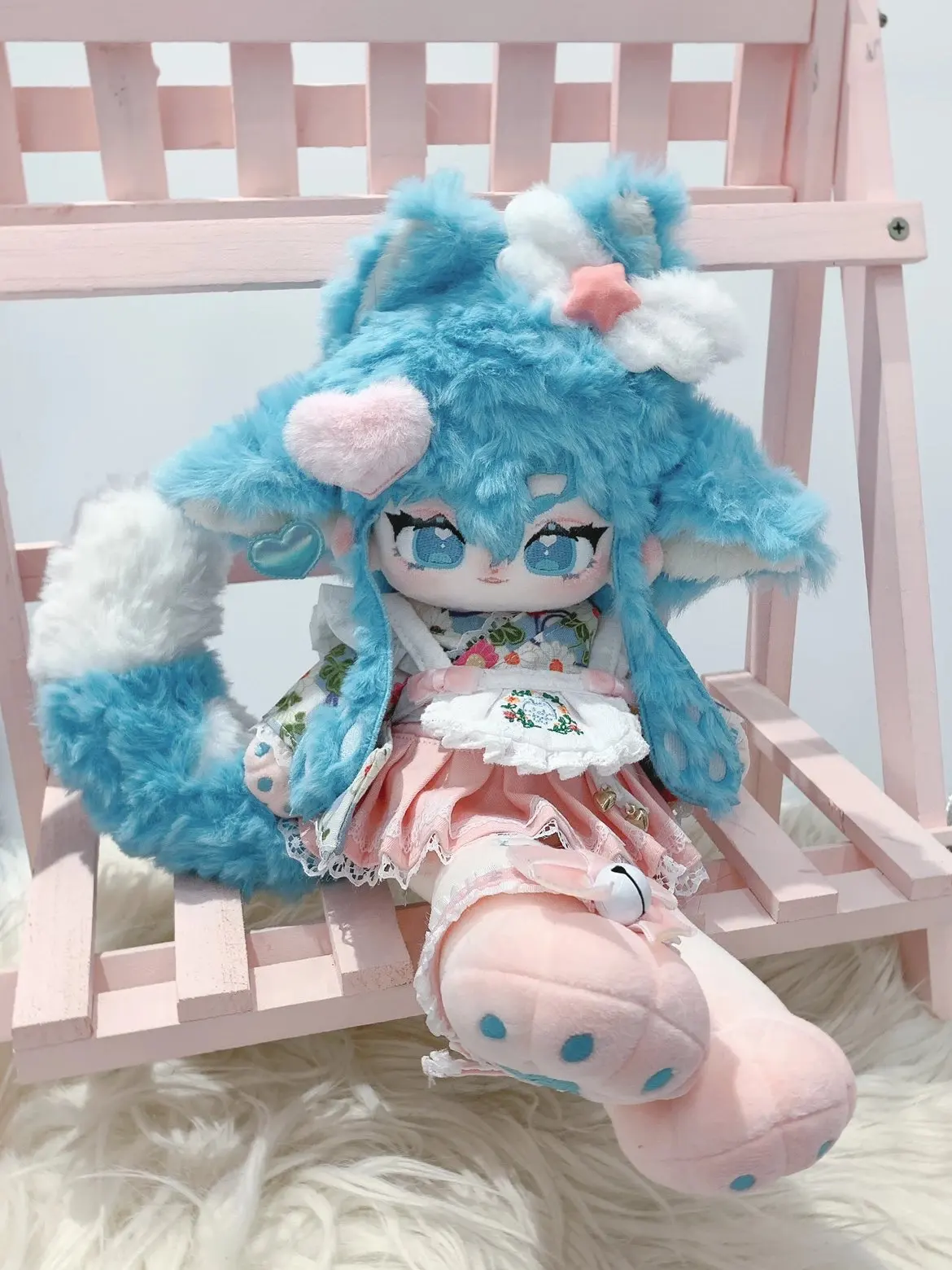 Blue Hair Shui Ming Mermaid Princess Elf  Monster Stuffed 30cm  Plushie Cotton Plush Doll Body Anime Figure Toy For Kids Gifts