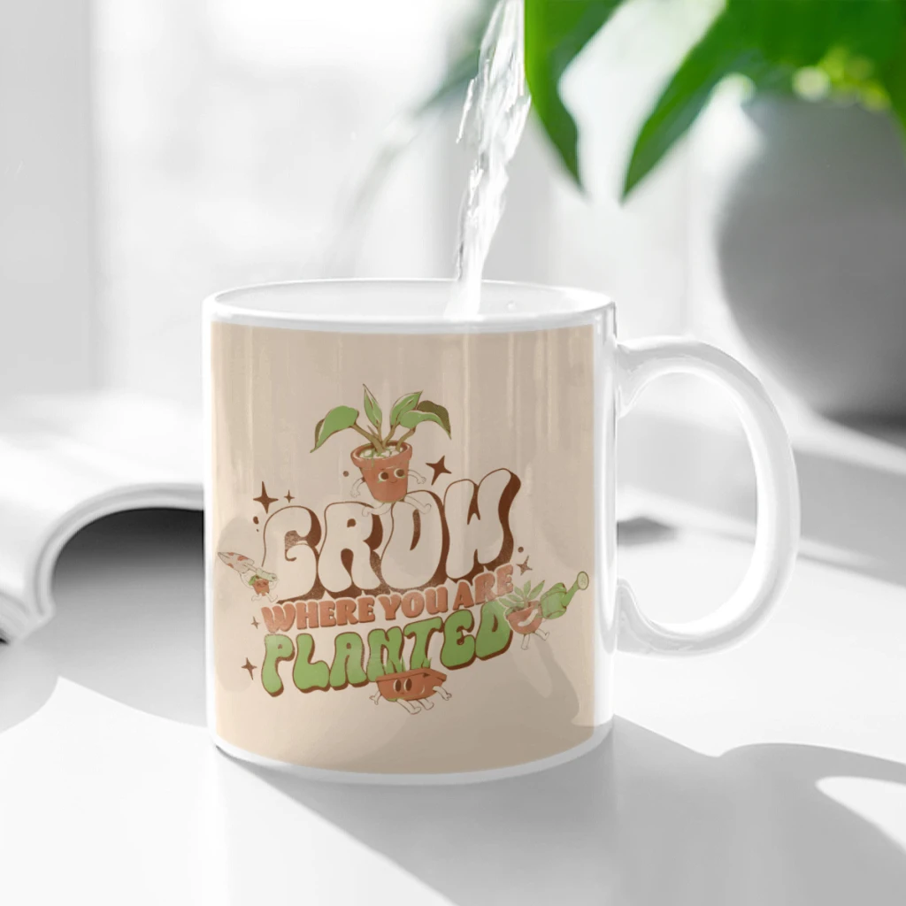 

Grow Where You Are Planted Ceramic Cup Coffee Oatmeal Breakfast Cup Creative Personality Mug