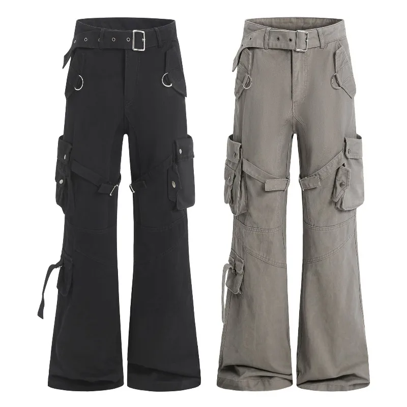 OR FL American Style Vibe Binding Strap Micro 100 Cotton Women Cargo Trousers Trendy Brand Niche Design Sense Women's Slacks Y2k