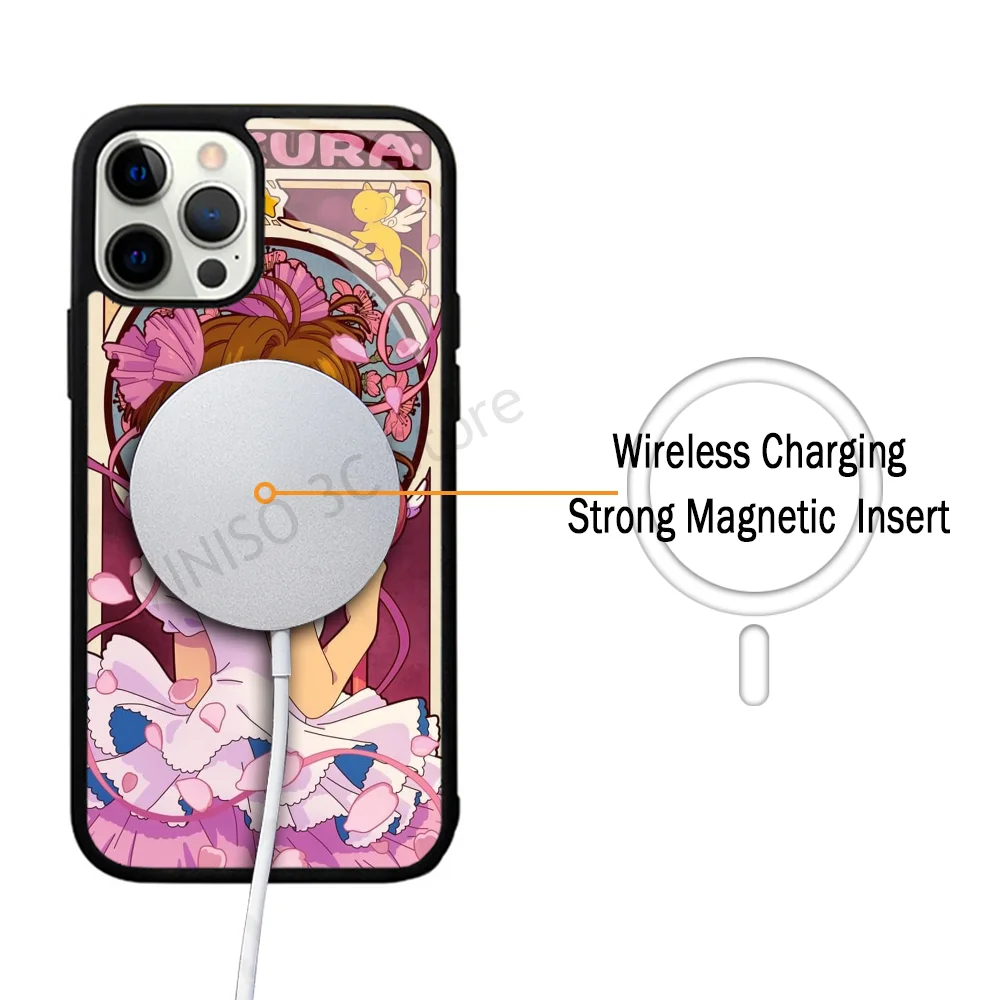 Anime Phone Case Strong Magnetic For IPhone 15 14 13 Pro Max 11 12 Mini C-Card Captor Sakuras For Magsafe