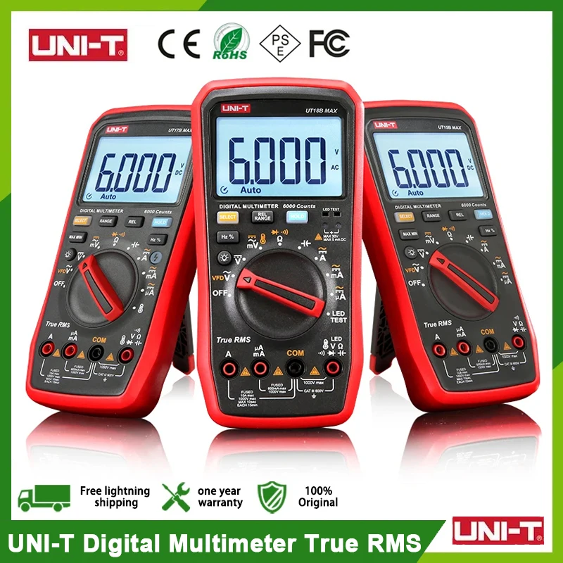 UNI-T UT15B/17B/18B MAX Digital Multimeter Meter True RMS 1000V AC DC Multimeter Voltage Tester With V.F.D function 6000 Counts