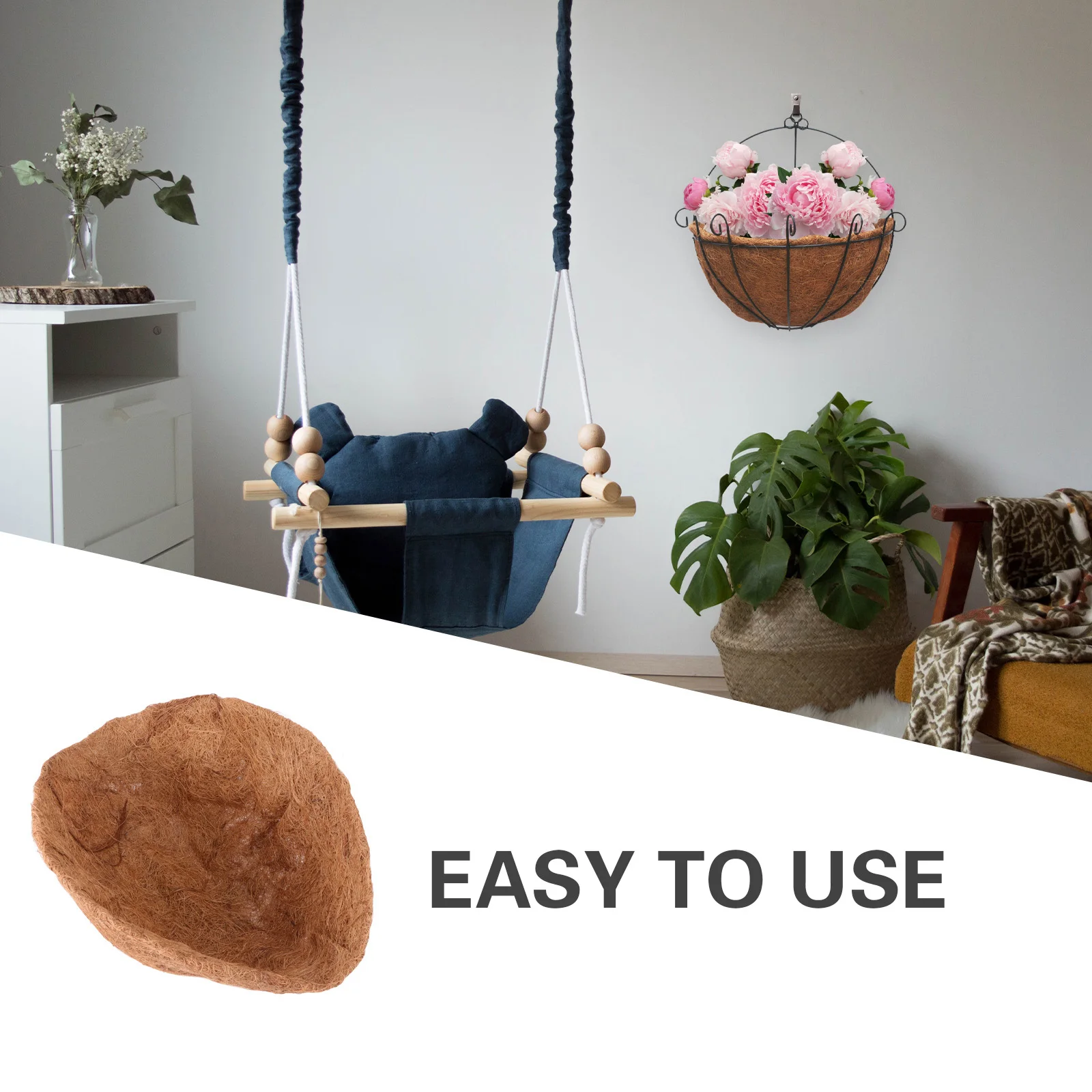 2 Pezzi 30Cm Mezza Sfera in Fibra di Cocco per Vasi, Ecologico, Traspirante, Anticorrosivo, Tappetino per Piante, Cuscino per Vasi da Fiori e Ufficio