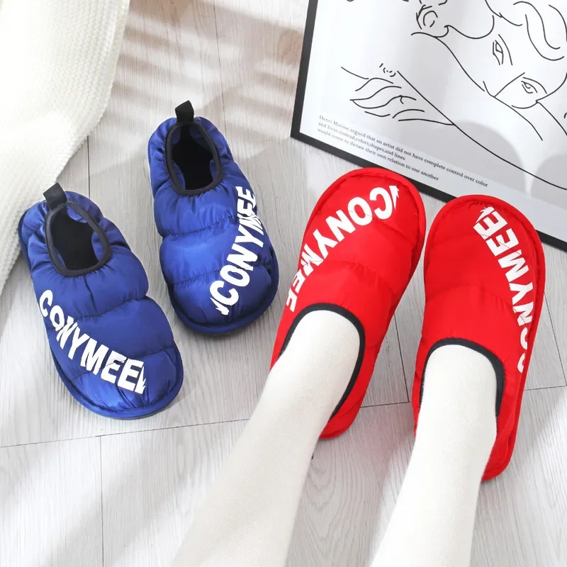 High-top Cotton Slippers Women Men Shoes Autumn Winter Crocs Warmer Thickened Warm Thermal Home Non-slip Indoor Bag Down Socks