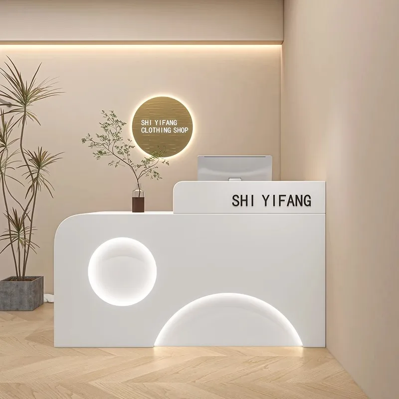 

Hangcounter Reception Desk Emp Emfangs Elegant Professional Reception Desk Beige Retroad Comptoir Caisse Commercial Furniture