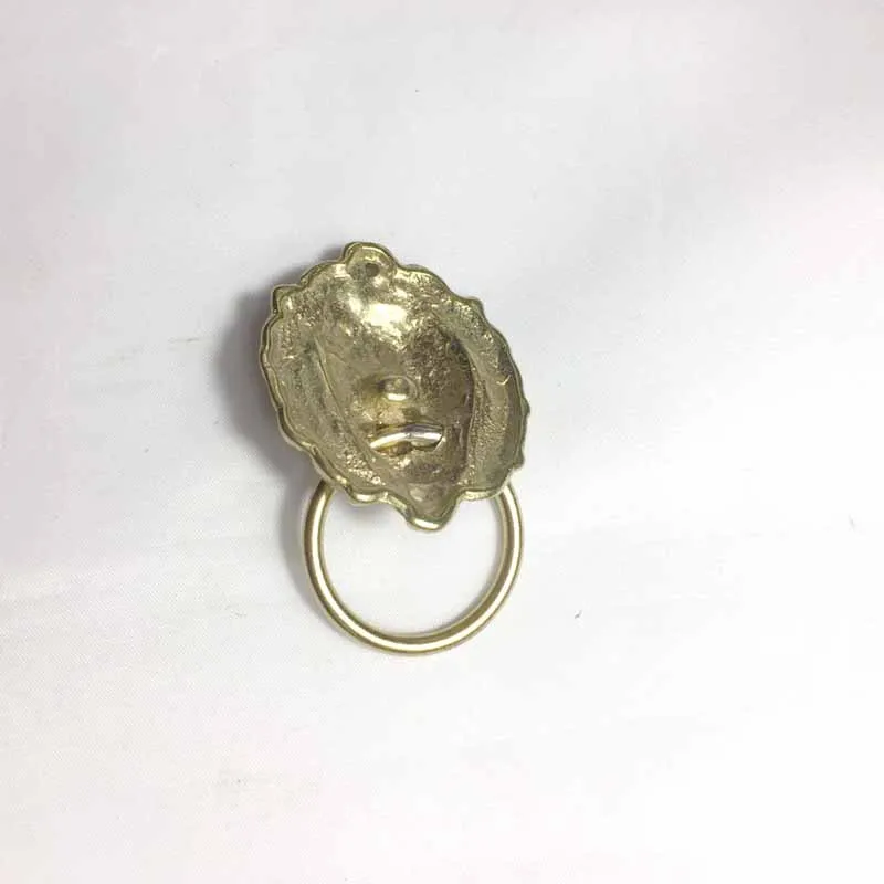 1Pc Small Brass Lion Head Drawer Handle Elegant Wine Cabinet Pull Ring Knobs with Intricate Lion Head Craftsmanship with Nails